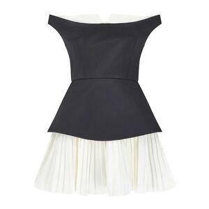 Odd Muse Elegant Black and White Off-Shoulder Dress